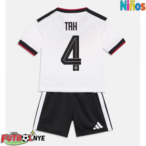 Camiseta Alemania Jonathan Tah #4 Primera Equipación para niños Mundial 2026 manga corta (+ pantalones cortos)